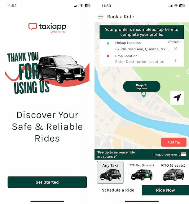 App per taxi Londra