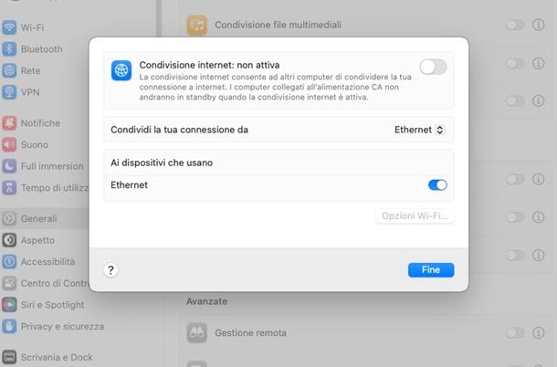 condivisione Internet mac