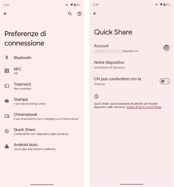 Come disattivare Quick Share Android