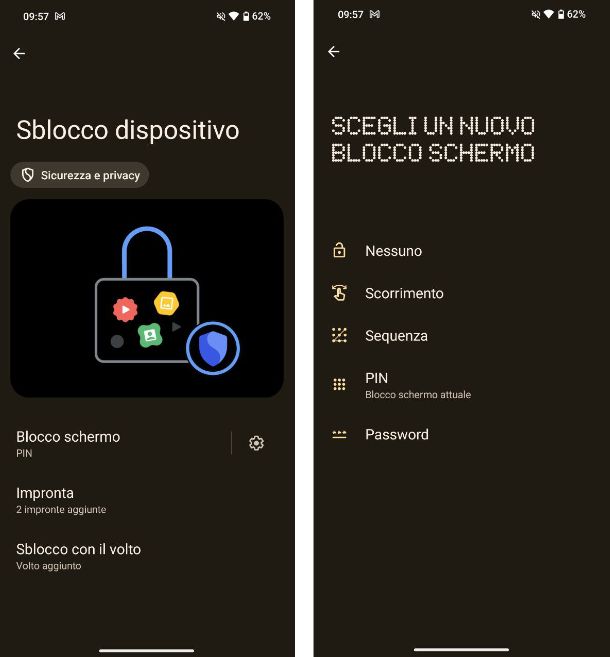 Come cambiare password Android