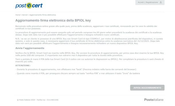 Metodo per rinnovare la firma digitale di Poste Italiane