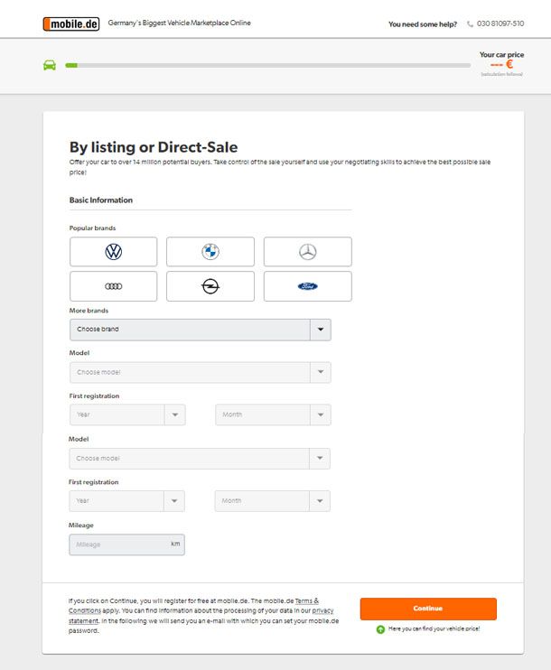 Vendita auto all'estero su Mobile.de