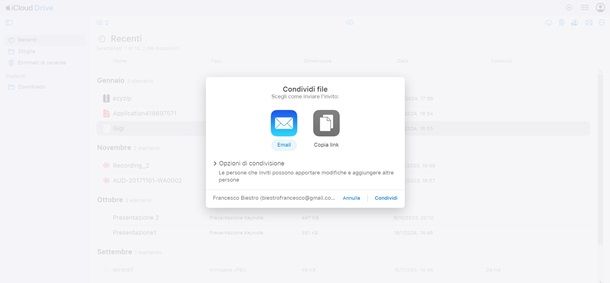 condividere file icloud