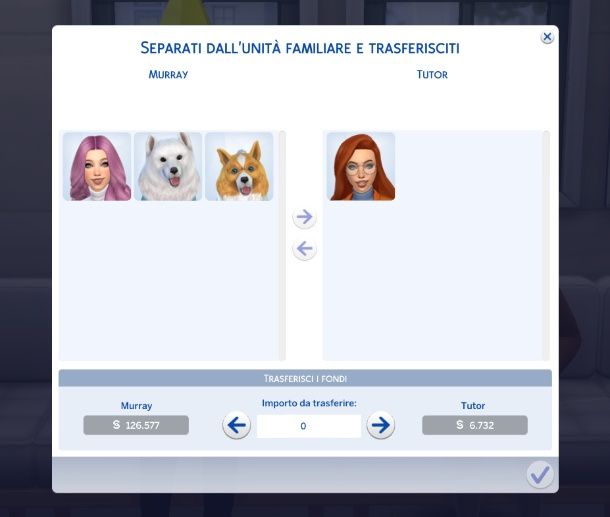 Trasferimento unità familiare The Sims 4