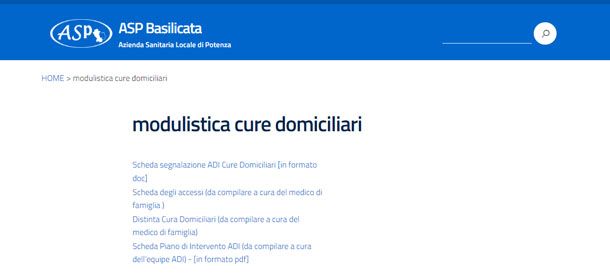 Modulistica online attivazione ADI Basilicata