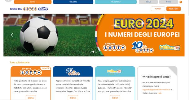 Gioco del Lotto Online screen