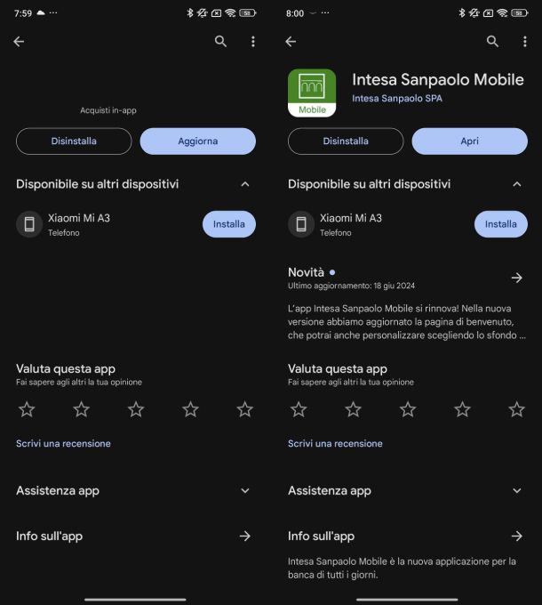 App Intesa Sanpaolo Android aggiornamento manuale