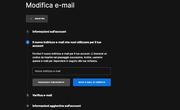 Modificare email Epic Games