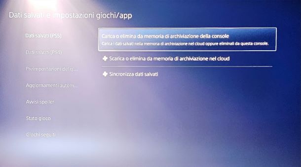 PS5 disinstallare giochi 2