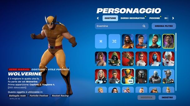 Skin di Fortnite più apprezzate Wolverine