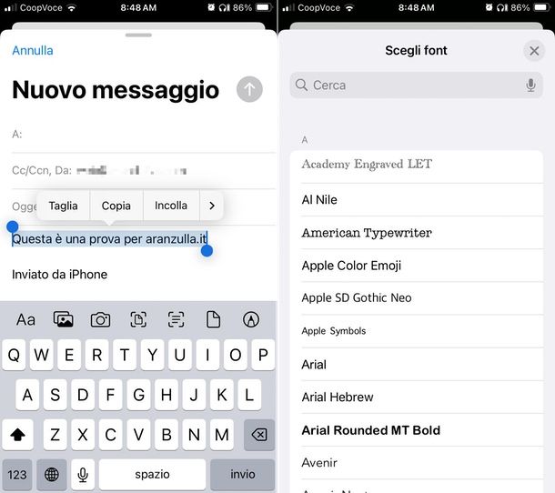 cambiare font iphone funzione di sistema