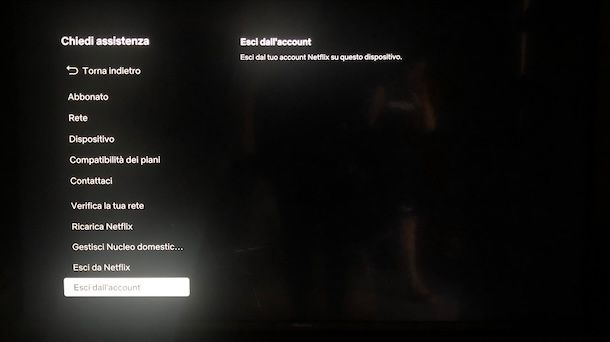 Eliminare account Netflix da Smart TV