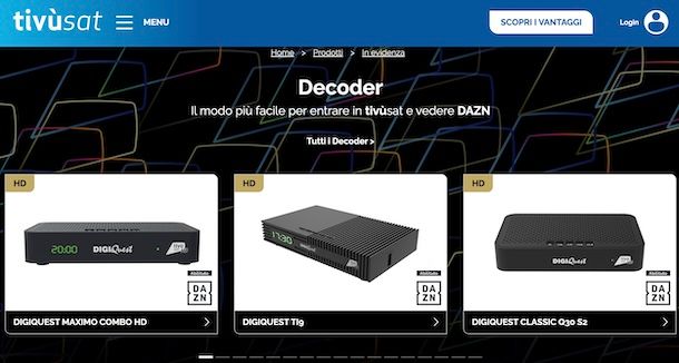 Decoder tivùsat abilitati DAZN