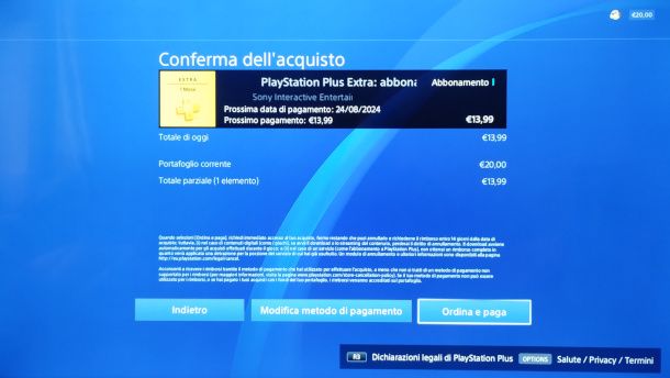 acquisto PlayStation Plus con portafoglio da console