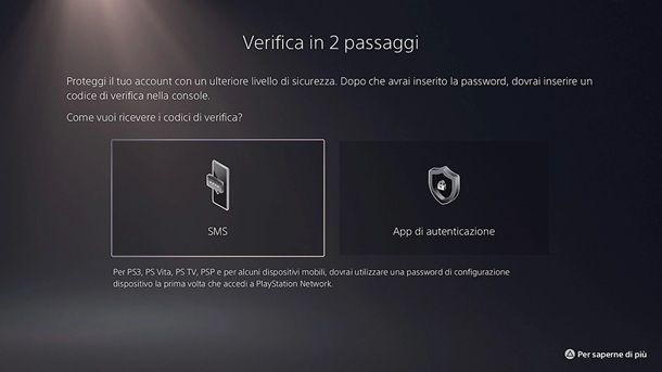 Autenticazione a due fattori PS5