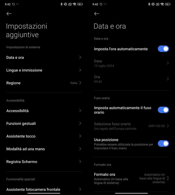 Data e ora automatiche Android