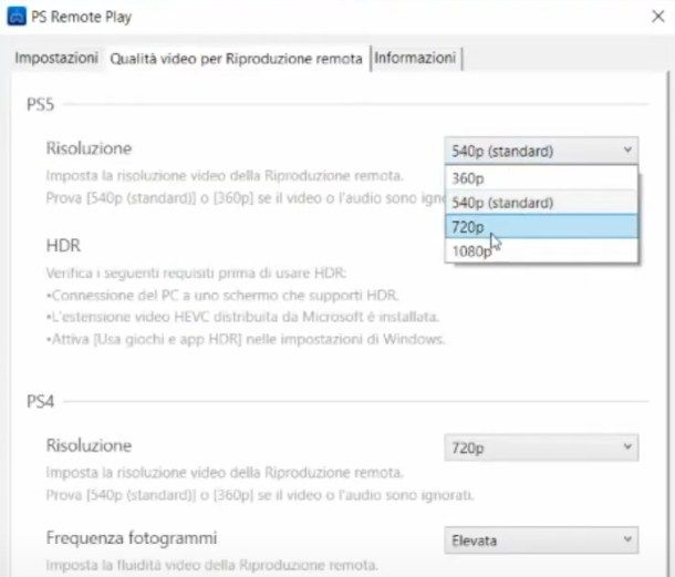 Risoluzione PS5 Windows
