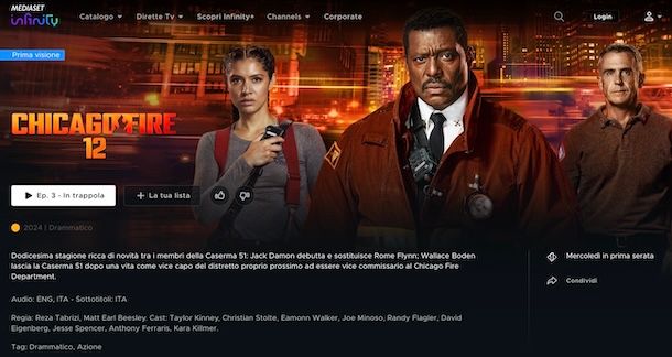 Chicago Fire su Mediaset Infinity gratis