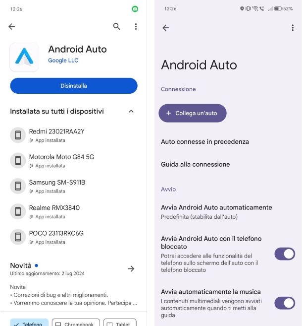 Aggiornamento Android Auto