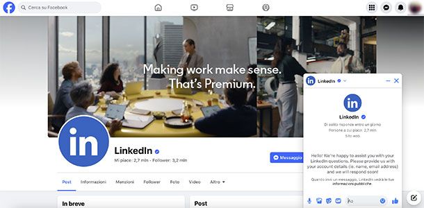 Come contattare LinkedIn via social network da computer