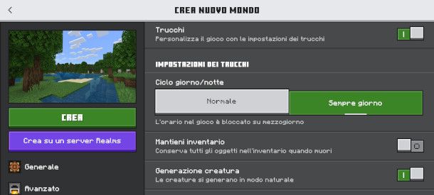 bloccare il tempo su app Minecraft Edition