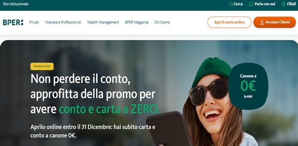 La home page del sito BPER Banca