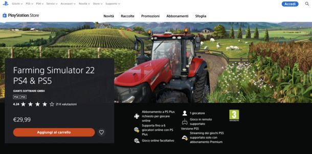 Farming simulator PS Store