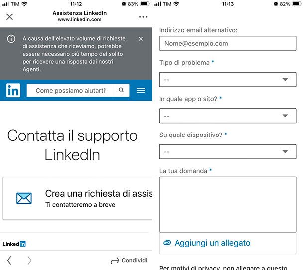 Come contattare assistenza LinkedIn da app