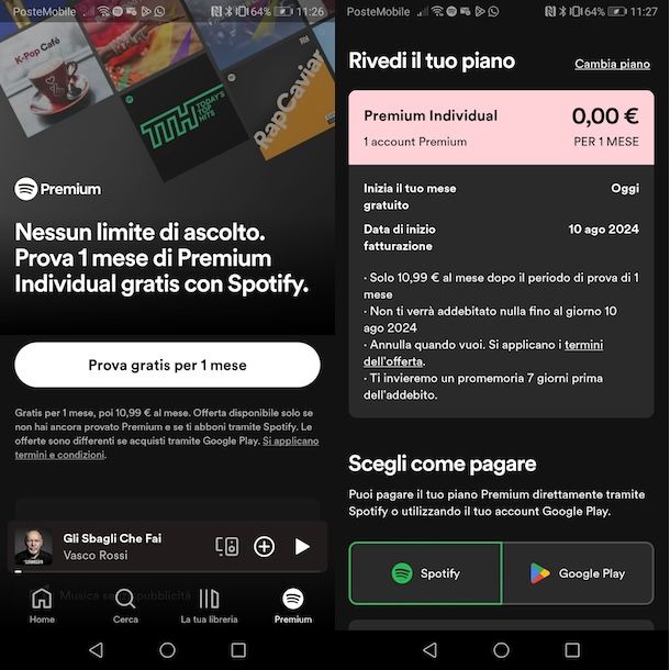 Attivare Spotify Premium su Android