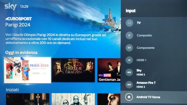 selezione sorgente TV da Smart TV