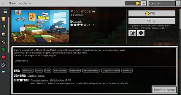 Mod per creare un divano su Minecraft