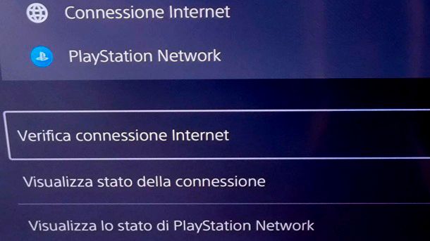 Verificare impostazioni connessione PS5