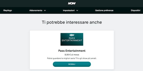 Aggiungere un pass su NOW