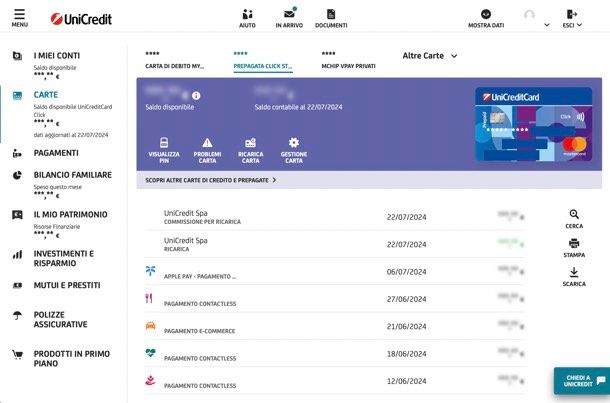 Carta prepagata UniCredit Web