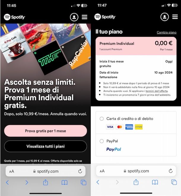 Attivare Spotify Premium su iPhone