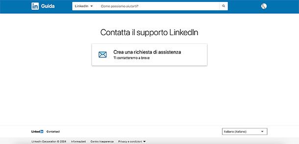 Come contattare assistenza LinkedIn da computer