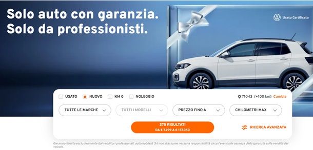 La home page del sito Automobile.it 