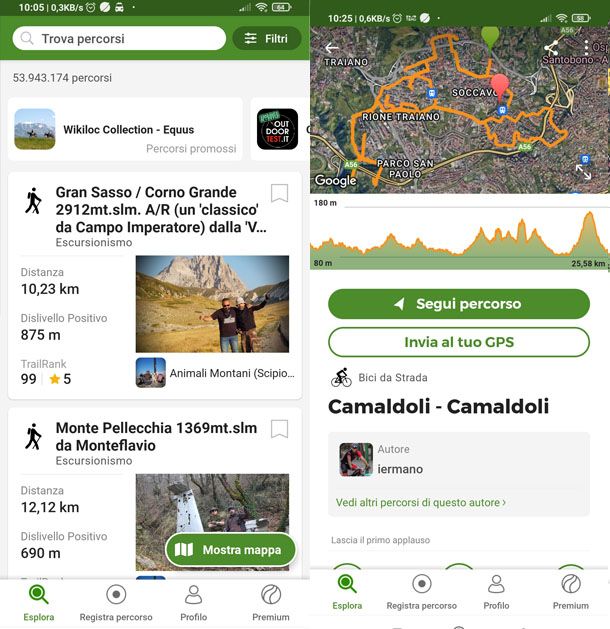 App per mountain bike Wikiloc