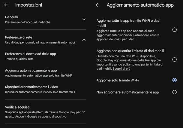 Aggiornamenti automatici su Android