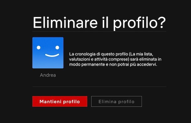 Eliminare profilo Netflix