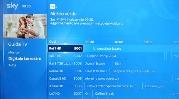 selezione digitale terrestre da decoder Sky