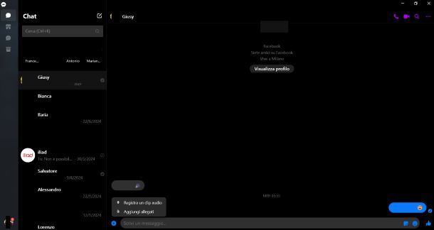 Contatto Messenger Windows