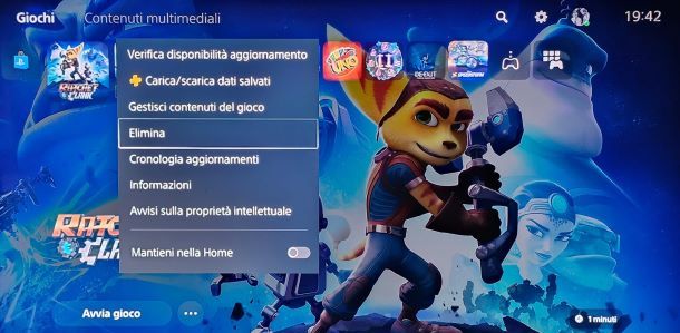 ps5 disinstallare giochi 1