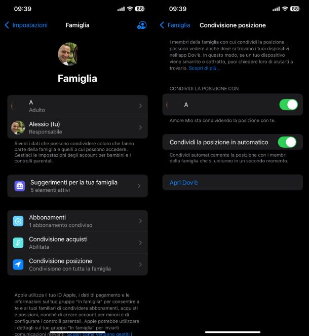 Posizione Famiglia iOS