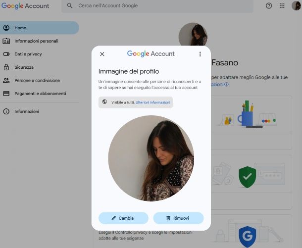 Come cambiare foto account Google