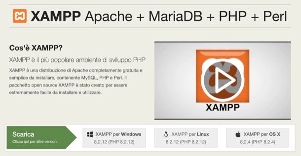 Pagina download XAMPP