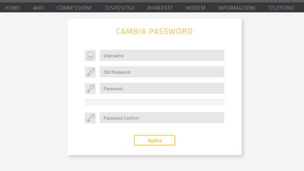 cambio password amministrazione modem Fastweb