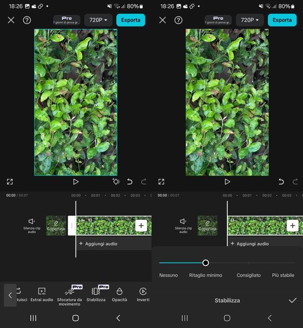 come stabilizzare video su capcut