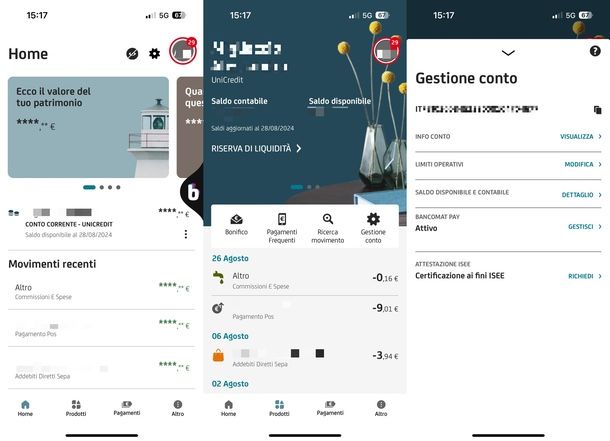 vedere IBAN app UniCredit iOS