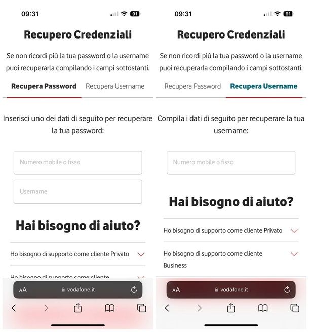 Come recuperare le credenziali My Vodafone